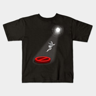 Funny Ghost Logo Mascot Paranormal Crossing Over Death Afterlife Kids T-Shirt